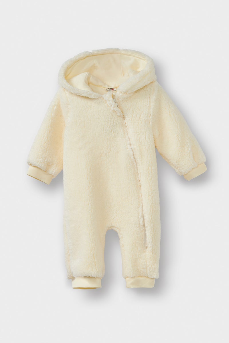 DeFacto Beige BabyGirl Plush Regular Fit Hooded Jumpsuit Casual - Image 1