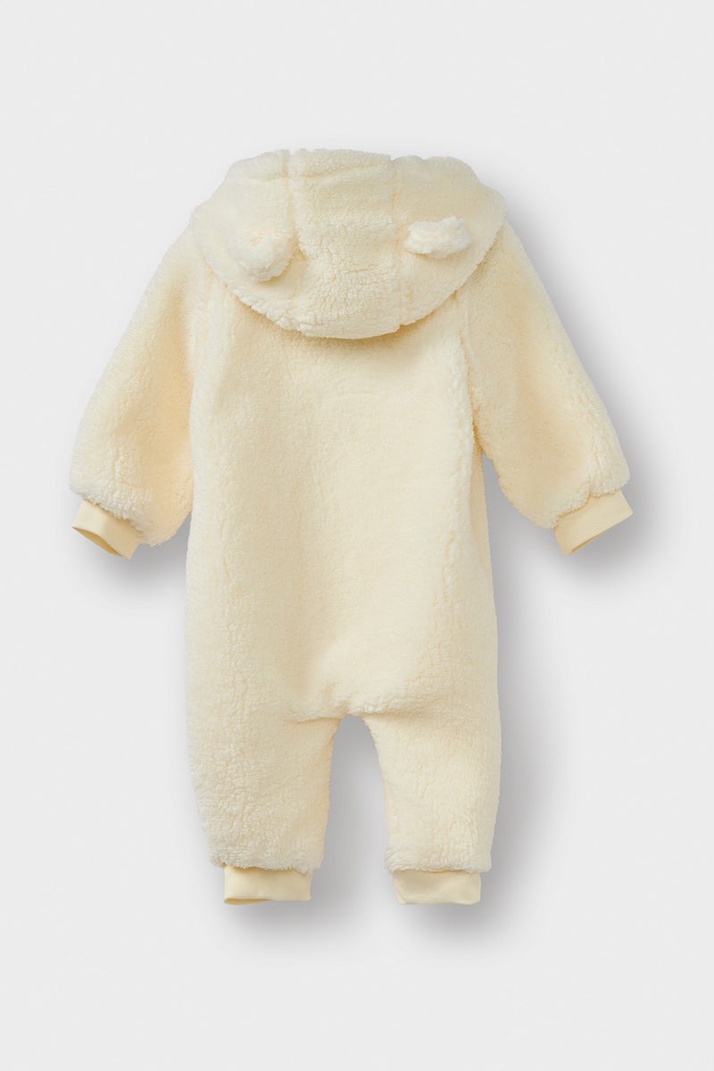 DeFacto Beige BabyGirl Plush Regular Fit Hooded Jumpsuit Casual - Image 3