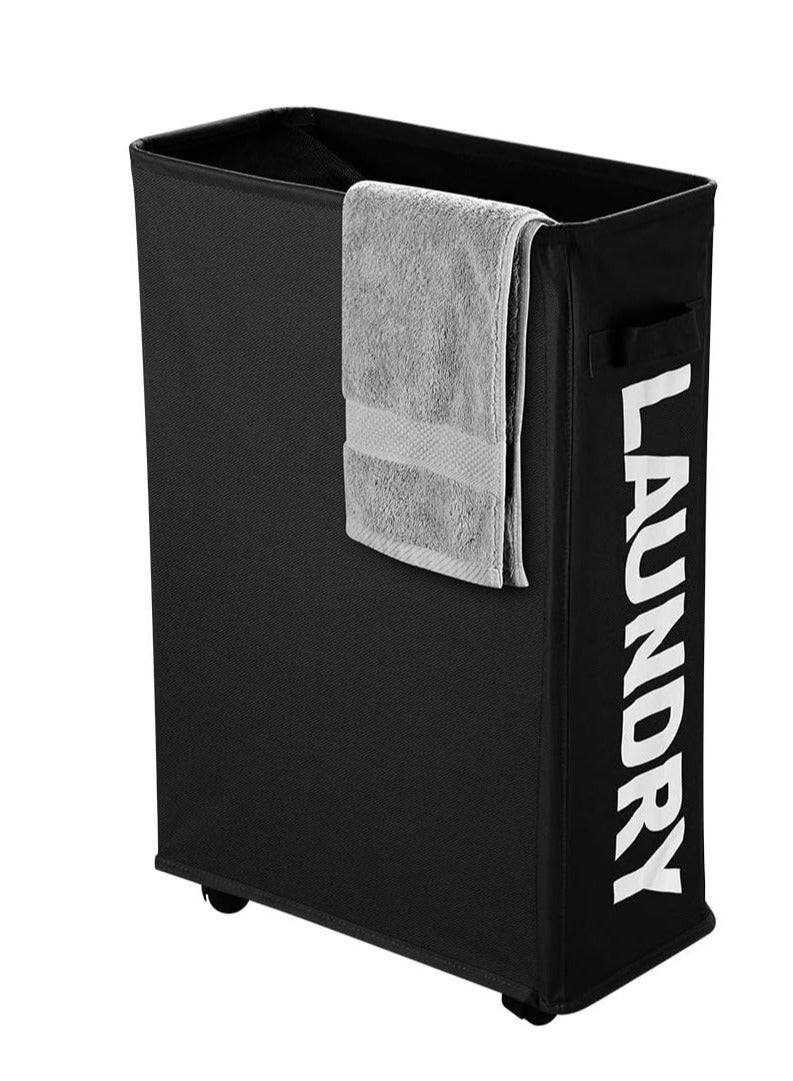 Laundry Basket on Wheels - Black - Image 1