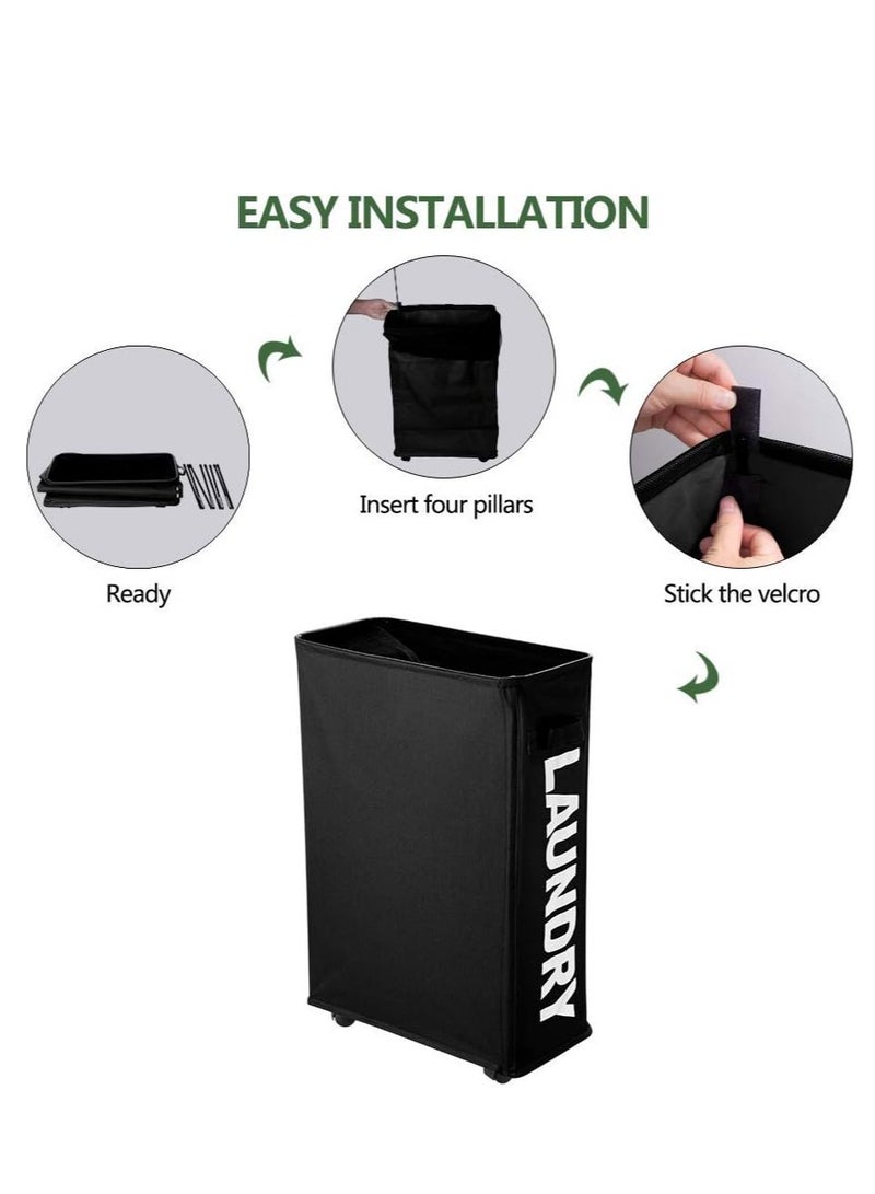 Laundry Basket on Wheels - Black - Image 2