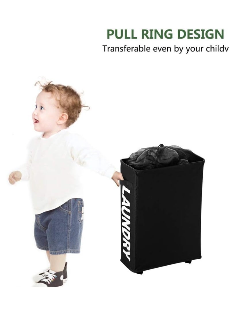 Laundry Basket on Wheels - Black - Image 3