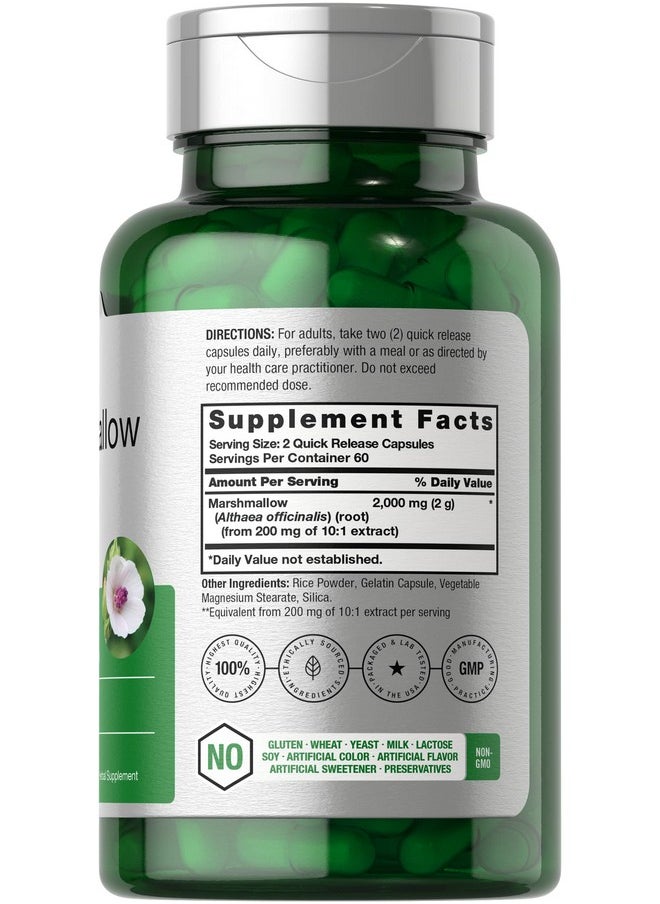 Horbaach Horbäach Marshmallow Root Capsules | 2000mg | 120 Count | Non-GMO & Gluten Free | Traditional Herb Extract  - Image 2
