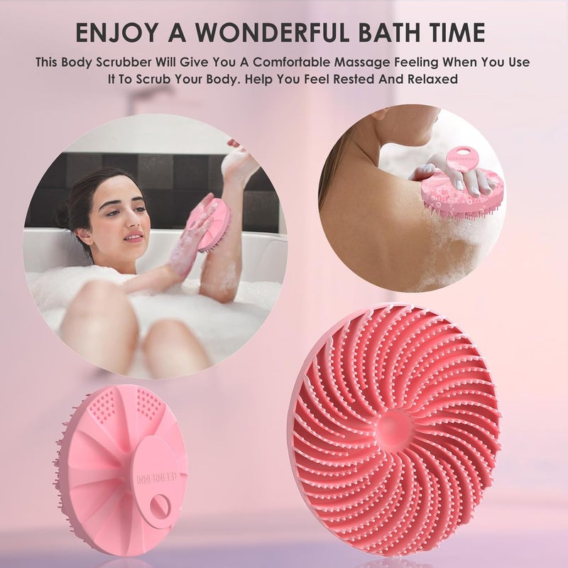 INNERNEED FoodGrade Silicone Body Scrubber Bath Shower Cleansing Brush Gentle Exfoliating and Massaging Nice Foaming Last Longer Pink - Image 3