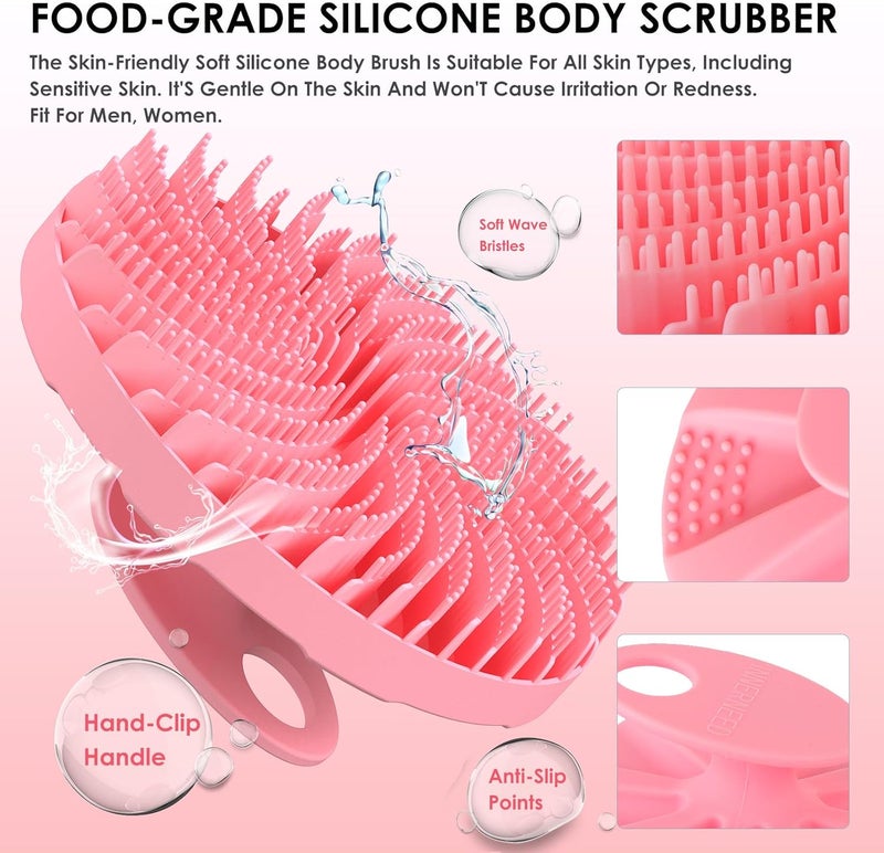 INNERNEED FoodGrade Silicone Body Scrubber Bath Shower Cleansing Brush Gentle Exfoliating and Massaging Nice Foaming Last Longer Pink - Image 2