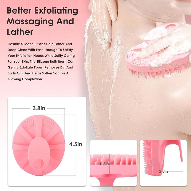 INNERNEED FoodGrade Silicone Body Scrubber Bath Shower Cleansing Brush Gentle Exfoliating and Massaging Nice Foaming Last Longer Pink - Image 4