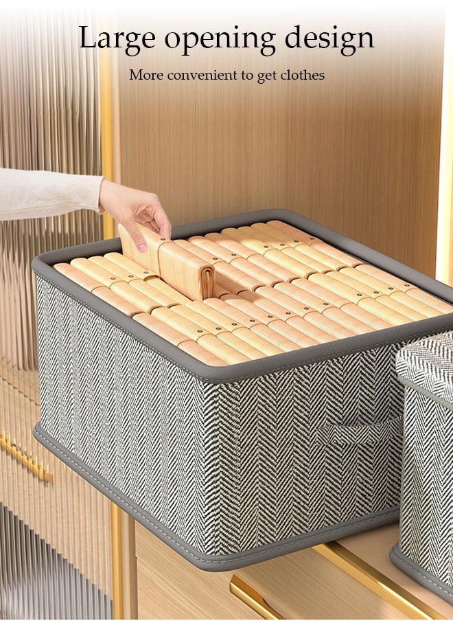 DUNISO 3 Pcs Clothes Storage Box With Lid，Foldable Wardrobe Organizer, Drawer Organizer，Moisture and Mold Prevention，Sturdy，Durable，Dustproof，for Organizing Clothing Jeans Toys Book Shelves Closet Wardrobe，50*40*33cm  - Image 3