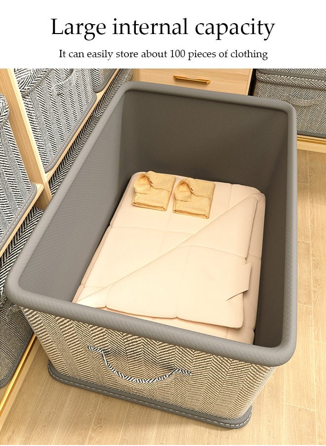 DUNISO 3 Pcs Clothes Storage Box With Lid，Foldable Wardrobe Organizer, Drawer Organizer，Moisture and Mold Prevention，Sturdy，Durable，Dustproof，for Organizing Clothing Jeans Toys Book Shelves Closet Wardrobe，50*40*33cm  - Image 4