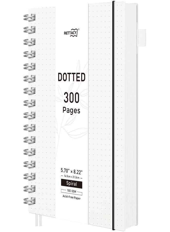 RETTACY Bullet Dotted Journal Notebook, 300 Pages, A5 Medium Size (5.7'' × 8.2''), 100 GSM Thick Paper, Flexible Plastic Cover, Spiral-bound, for Bullet Journaling, Planning, Tracking (Transparent) - Image 1