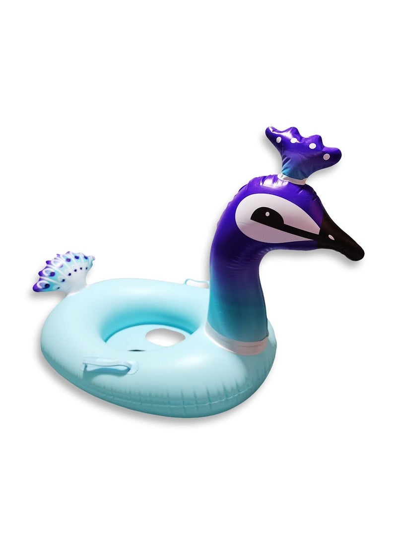 Peacock Swim Ring Inflatable Waist Ring with Rubber Seat for Floating Boat Fun Water Game Accessories for 1-10 Years Old Boys Girls Toddlers Infant Training  - Image 3