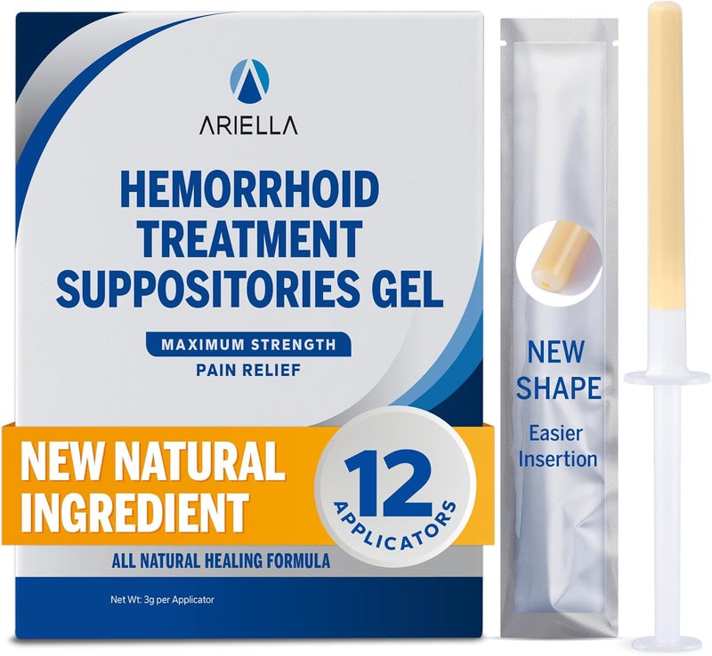 Ariella Hemorrhoid Treatment Suppository for Itch Discomfort: Hemorrhoid Shrinking Suppository Herbal Nature Gel- Best Fast Cure Burning Relief (Aloe) 