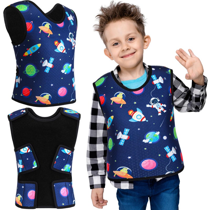 Janmercy Compression Vest for Kids Boys Soft Breathable Compression Vest Girls Cute Comfort for Back to School ChildrenOuter SpaceMedium