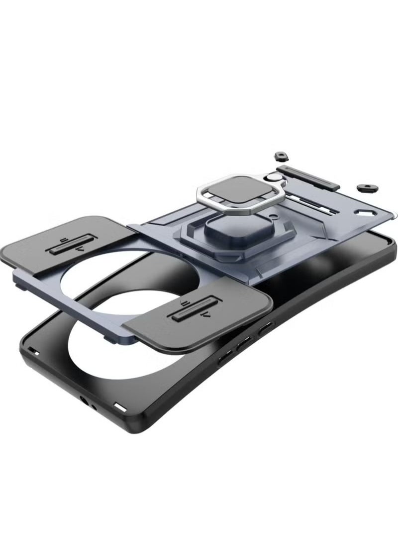 Generic - Slide Camera Phone Case Honor X9b 5G Cover Luxury Armor PC Shockproof Metal Ring Stand Protective Back Cover - Image 1