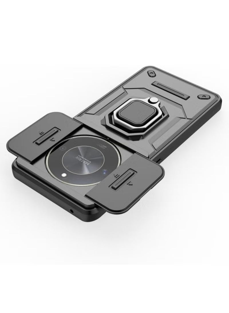 Generic - Slide Camera Phone Case Honor X9b 5G Cover Luxury Armor PC Shockproof Metal Ring Stand Protective Back Cover - Image 1
