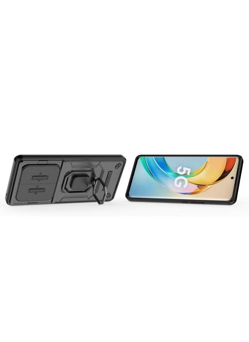 Generic - Slide Camera Phone Case Honor X9b 5G Cover Luxury Armor PC Shockproof Metal Ring Stand Protective Back Cover - Image 1