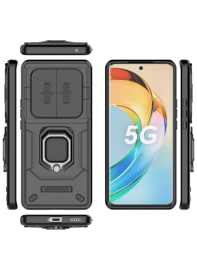 Generic - Slide Camera Phone Case Honor X9b 5G Cover Luxury Armor PC Shockproof Metal Ring Stand Protective Back Cover - Image 1