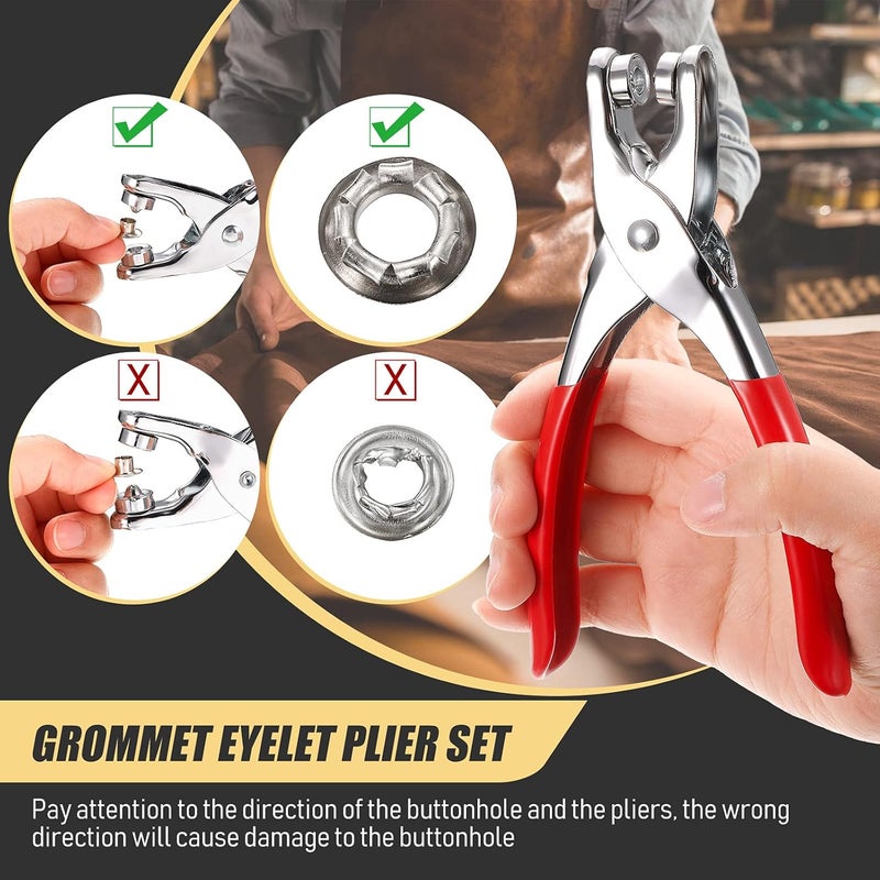 Mudder 301 Pcs Grommet Eyelet Pliers Tool Kit, Fabric Leather Hole Eyelets and Grommets Punch Pliers with 300 Metal Eyelets for Belt Shoes Cloths(1/4 Inch,Bronze) - Image 4