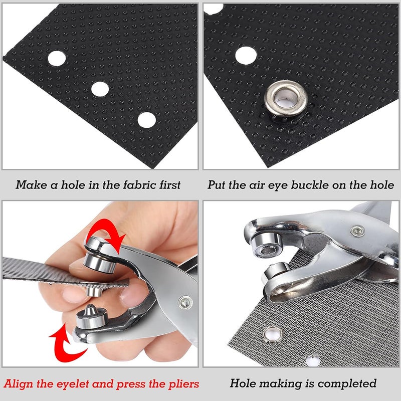 Mudder 301 Pcs Grommet Eyelet Pliers Tool Kit, Fabric Leather Hole Eyelets and Grommets Punch Pliers with 300 Metal Eyelets for Belt Shoes Cloths(1/4 Inch,Bronze) - Image 2