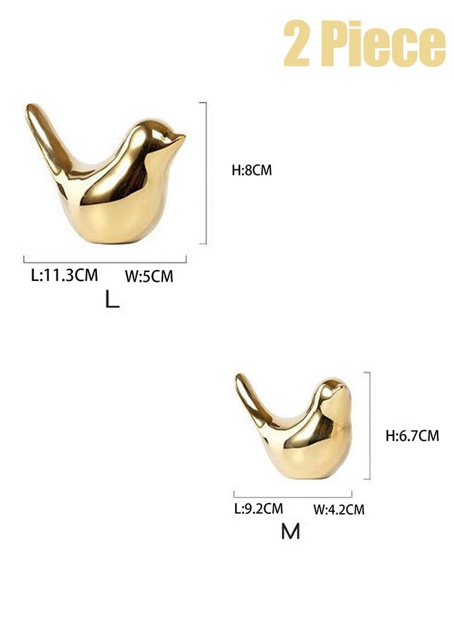 كيلا قطعتان من زينة الطيور على طاولة الطعام، ديكور فني لسطح الطاولة، تماثيل طيور مصنوعة من السيراميك، مصنوعة يدويًا من الحيوانات، باللون الذهبي - Image 2