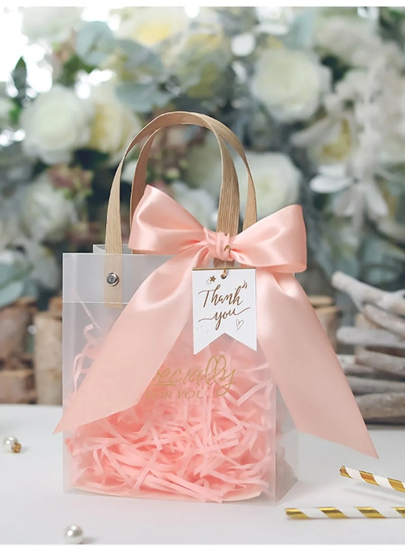 3 Gift bags set of 3 pieces in three sizes: medium, large, and extra-large. Decorated with a luxurious satin ribbon and a "Thank You" tag. Perfect for birthdays, engagement parties, weddings, graduations, and all special occasions. - Image 1