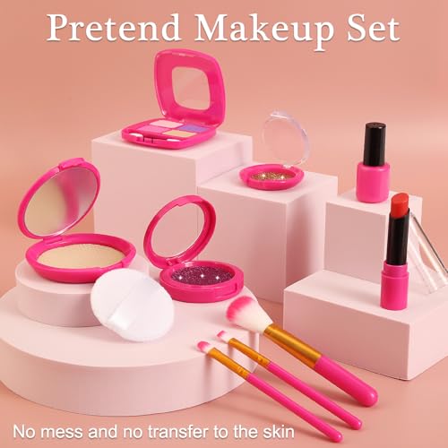 xFFFun Pretend Makeup Kit for Toddlers Girls Toys Age 3 4 5 6 7 8 Years Old Gifts, Fake Play Makeup Set for Kids Toy 3-5 4-6, Unicorn Princess Little Girl Purse with Make up - Image 2