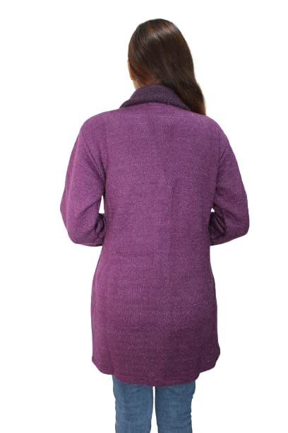 Matelco Womens Woollen Collared Coat Cardigan (IN, Alpha, M, Purple) - Image 4