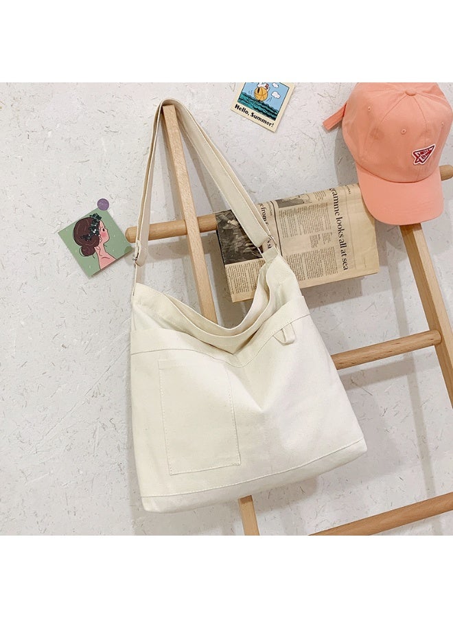 Economical Cotton Tote Bag,Reusable Womens Canvas Tote Bag with 3 External Pocket,Top Zipper Closure  - Image 4
