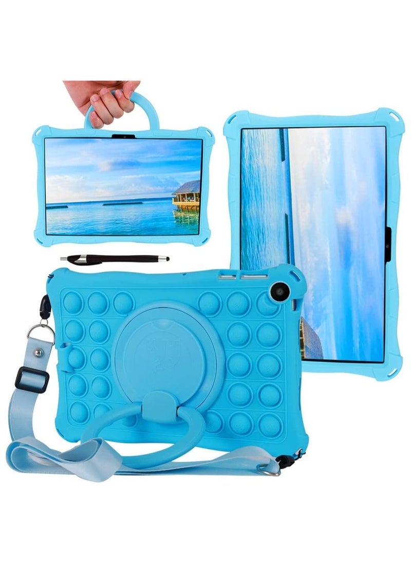 general Case Compatible with Huawei Matepad SE 10.4 inch 2023 Kids Soft Silicon 360 Rotating Ring Stand Cover with Should Strap and Pen - Image 1