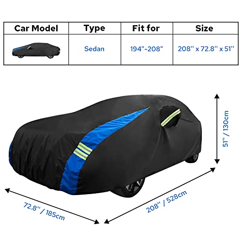 Avecrew Car Cover Waterproof All Weather for Automobiles, Outdoor Heavy Duty Full Exterior Covers for Sedan(194"-208") - Image 2