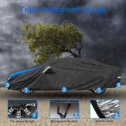Avecrew Car Cover Waterproof All Weather for Automobiles, Outdoor Heavy Duty Full Exterior Covers for Sedan(194"-208") - Image 3