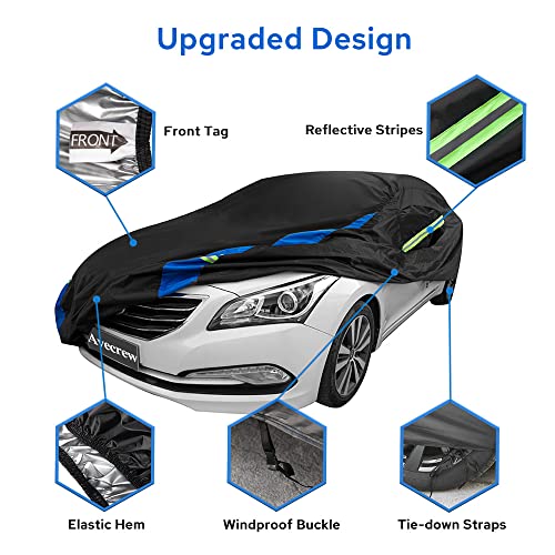 Avecrew Car Cover Waterproof All Weather for Automobiles, Outdoor Heavy Duty Full Exterior Covers for Sedan(194"-208") - Image 4