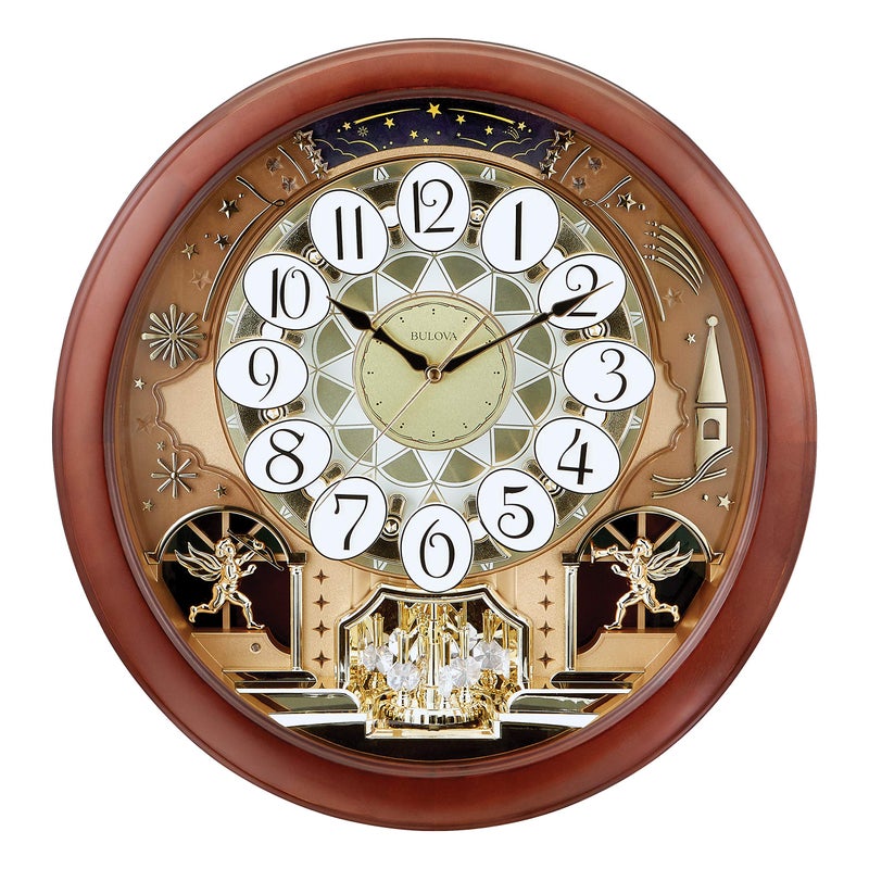 Bulova Bulova Dancing Tune Strike  Chime Wall Clock Brown Cherry 