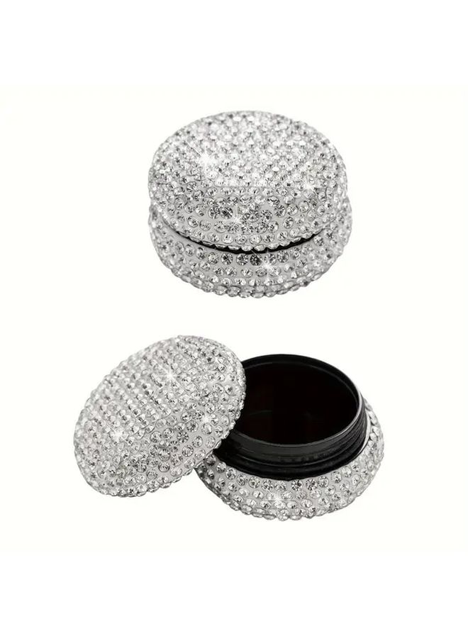White Rhinestone Pill Organizer Travel Medicine Box With Multiple Compartments - Image 4