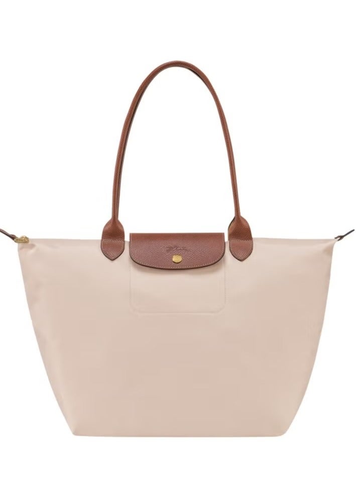 Longchamp Le Pliage Large Shoulder Straps women's Classic Fashion Versatile Large Makeup Bag, Handbag, Shoulder Bag，Paper  White