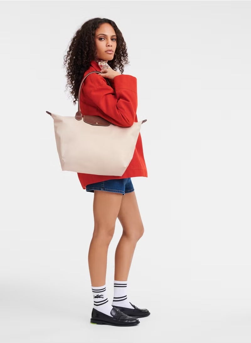 Longchamp Le Pliage Large Shoulder Straps women's Classic Fashion Versatile Large Makeup Bag, Handbag, Shoulder Bag，Paper  White