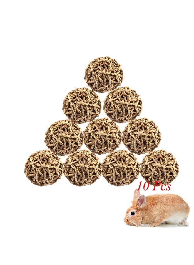 Hamiledyi 10Pcs Small Animal Ball Toy, Rabbit Activity Toy, 2.8in Large Guinea Pig chew Toys Grass Ball for Hamsters Gerbils Bunny Rabbits Guinea Pigs - Image 1