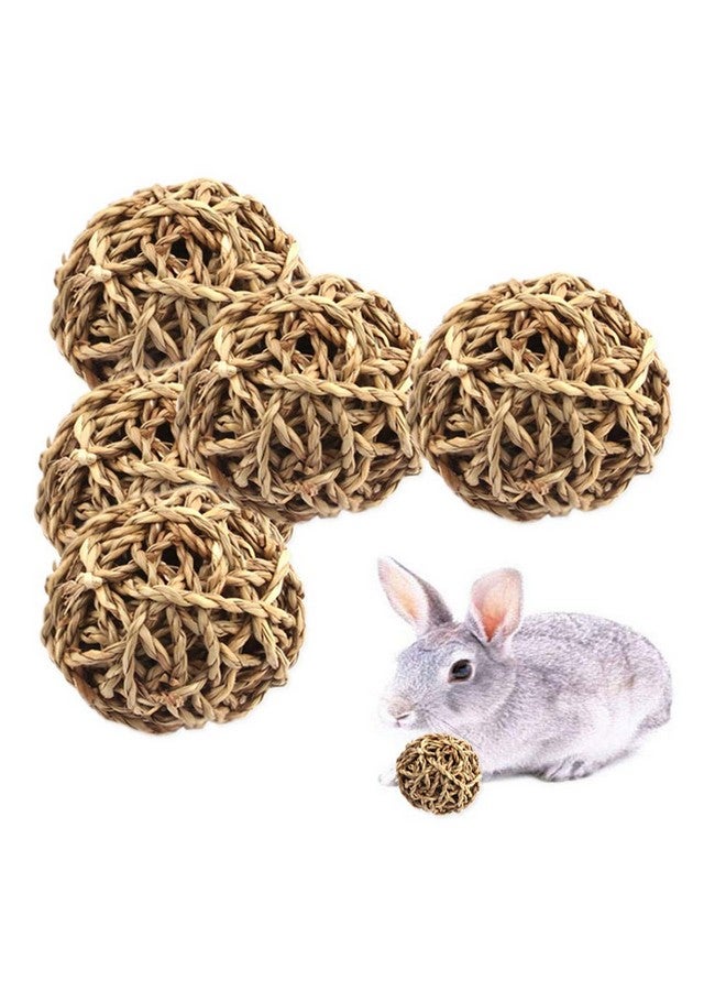 Hamiledyi 10Pcs Small Animal Ball Toy, Rabbit Activity Toy, 2.8in Large Guinea Pig chew Toys Grass Ball for Hamsters Gerbils Bunny Rabbits Guinea Pigs - Image 2