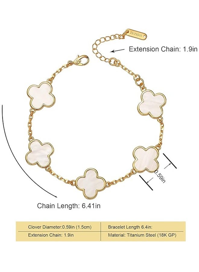 18K Gold Plated Clover Bracelet for Women, Four Leaf Clover Lucky Charm Bracelet, Dainty Jewelry Gifts for Women - Image 2