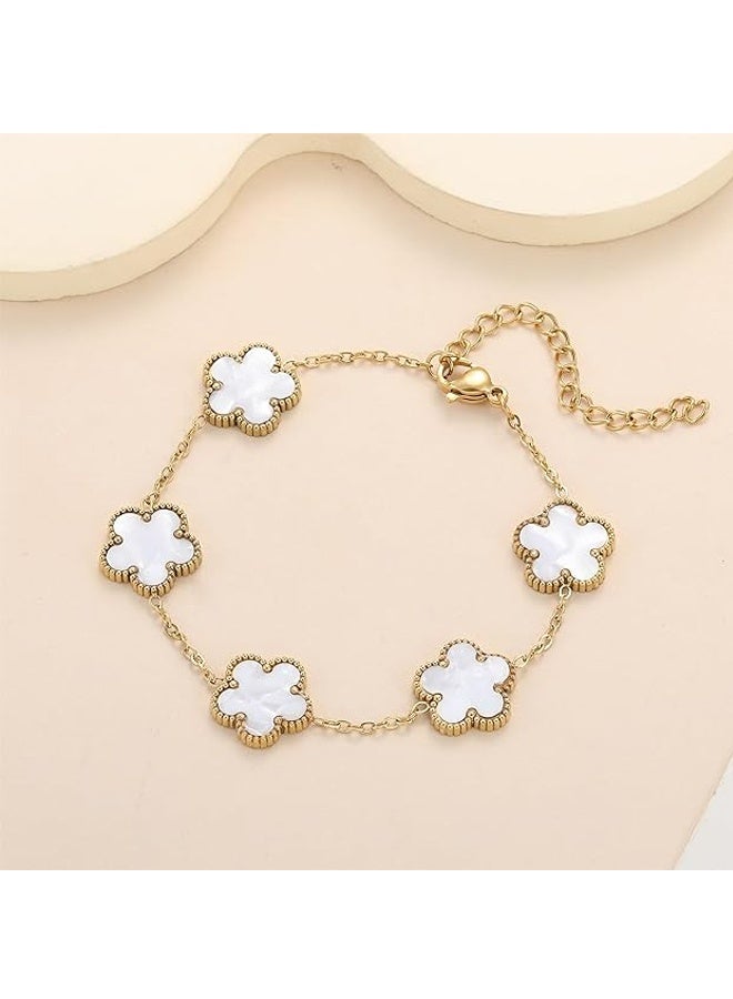 18K Gold Plated Clover Bracelet for Women, Four Leaf Clover Lucky Charm Bracelet, Dainty Jewelry Gifts for Women - Image 3