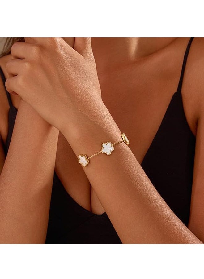 18K Gold Plated Clover Bracelet for Women, Four Leaf Clover Lucky Charm Bracelet, Dainty Jewelry Gifts for Women - Image 4