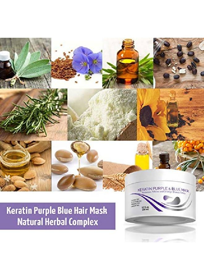 Vitamins Hair Cosmetics - قناع الشعر الأرجواني بالفيتامينات والكيراتين والبروتين الأزرق البنفسجي والبلسم العميق للشعر الأشقر والبلاتيني والفضي والرمادي والرمادي أو البني والشعر الجاف والتالف النحاسي - Image 1