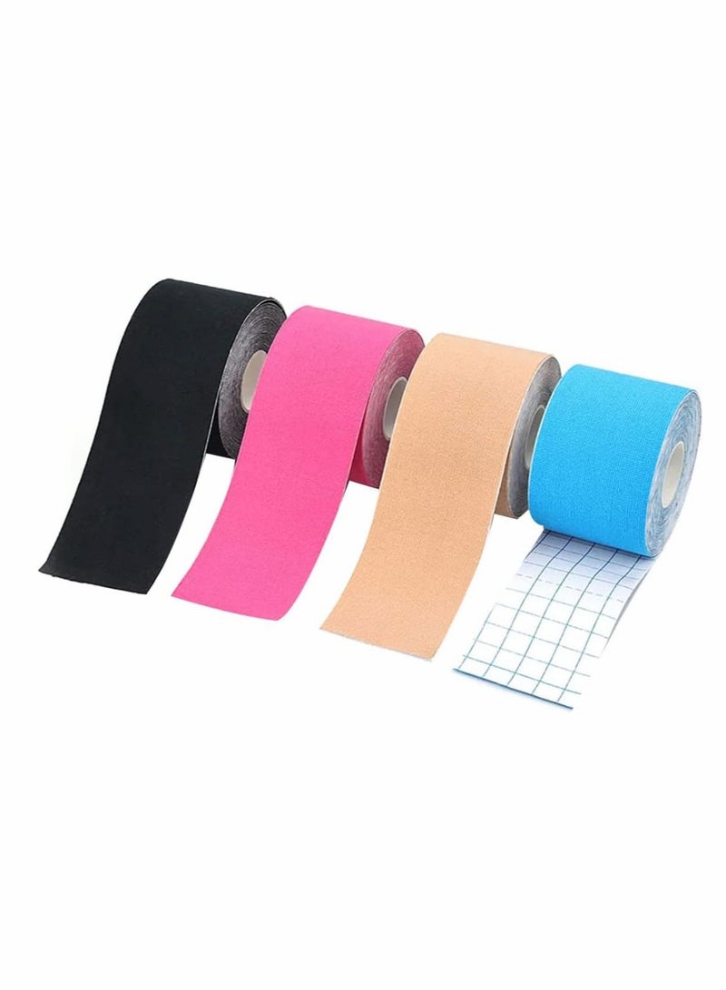 Generic 4Pack Kinesiology Sports Tape Roll 2 Roll (20pre-cut 25cm Strip) 2 Roll (5cm 5m) Muscle Tape Suitable for Elbow Waist Knee Shoulder  - Image 1