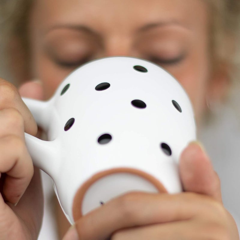 City to Cottage Ceramic Cappuccino Mug with Large Handle 10oz Coffee Mug for Latte Hot Chocholate Tea Daily Morning Dring at Home Office Work Christmas Housewarming Gift White and Black Polka Dot - Image 2