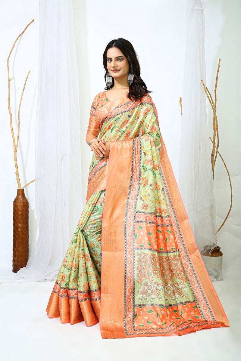 Shiv Textiles Women's Dola silk Bandhani Print Saree(CM-908-LIGHTPISTA) - Image 2