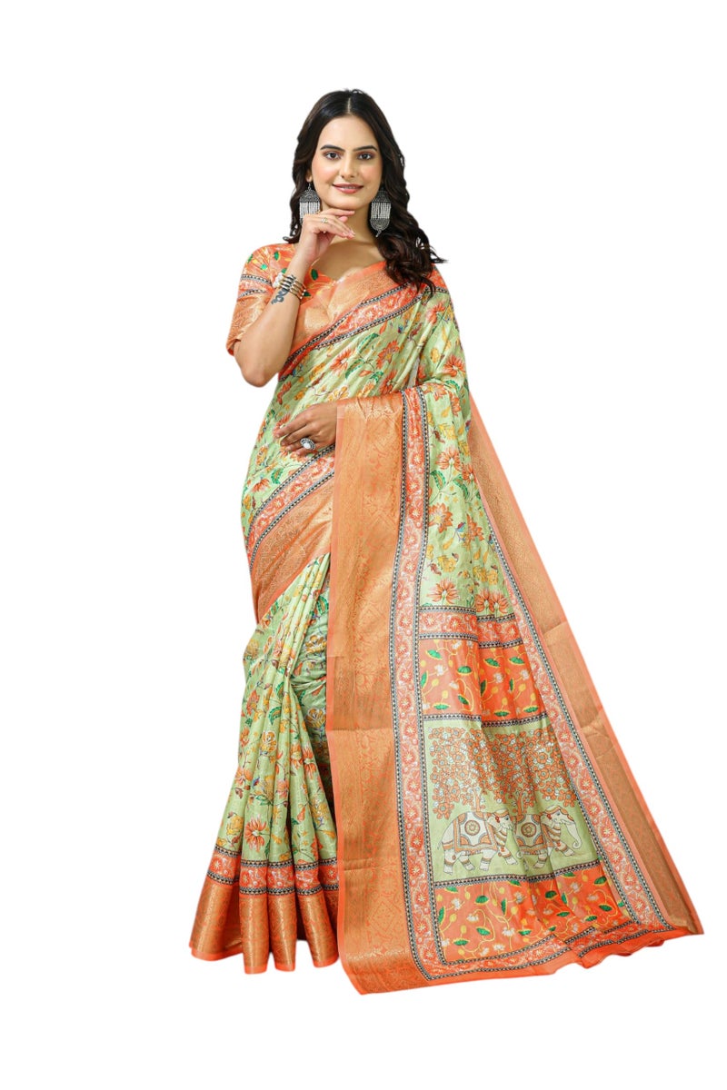Shiv Textiles Women's Dola silk Bandhani Print Saree(CM-908-LIGHTPISTA) - Image 1