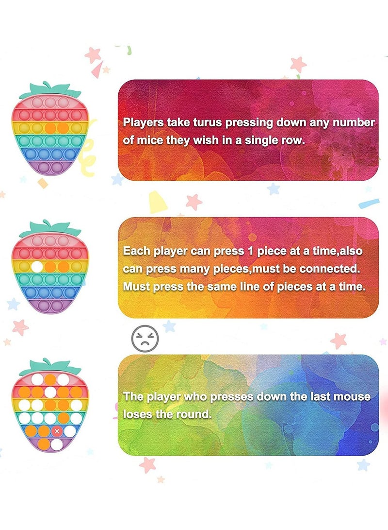 Y&D Push Pop Fidget Toy Pack, Toy, Anti-Anxiety Toys Gifts for Adults Kids Women Desktop Game Autism Special Needs - 2Pcs Pack (Multi-Color Strawberry + Ice Cream) - Image 5