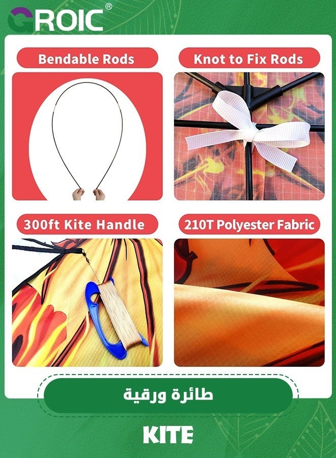 GROIC Dragon Kite for Adults, Kids Kite, Beach Kite,Large Kite, Kites for Kids,Easy to Fly, Kite for Beginners, Large Single Line Kite with 100m Kite String - Image 3