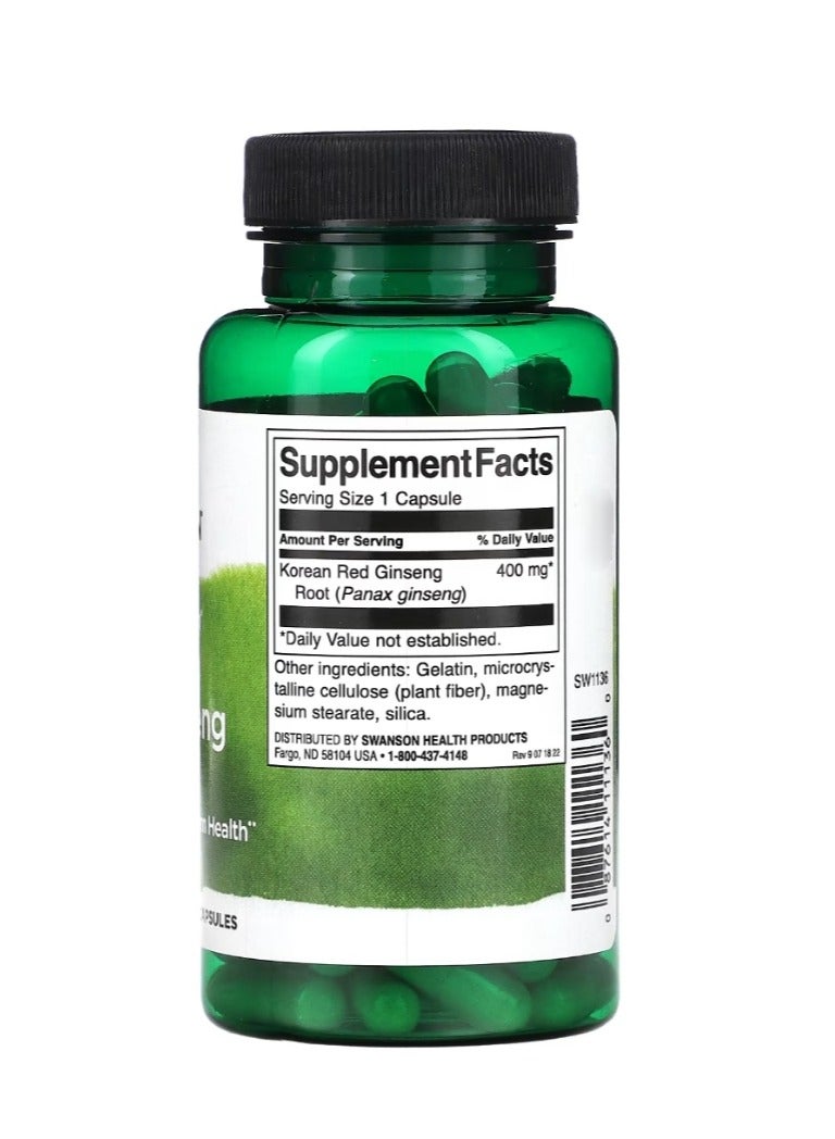 سوانسون جذر الجينسنغ الأحمر الكوري كامل الطيف 400 ملجم - 90 كبسولة - Image 2