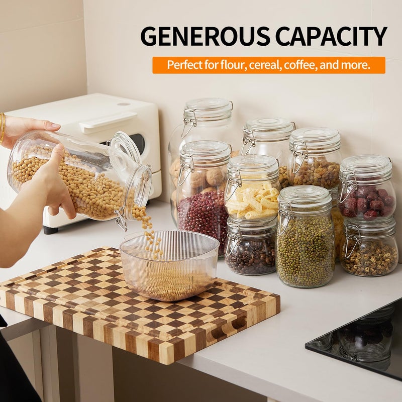 Ulodimi 3 Pack 51oz Food Storage Jars with Airtight Lids, Preserving Seal Wire Clip Fastening Glass Containers, Canisters for Kitchen Organization, Flour, Cereal, Pasta, Sugar, Beans, Pickling Jars(51 Oz*3) - Image 2