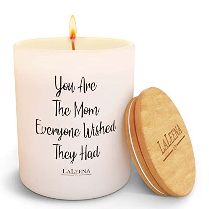 LALEENA Gifts for Mom Scented Candle Luxury Candles for Home Scented Birthday Gifts for Mom (Large 14 oz) (Mom White Candle, Vanilla) - Image 1