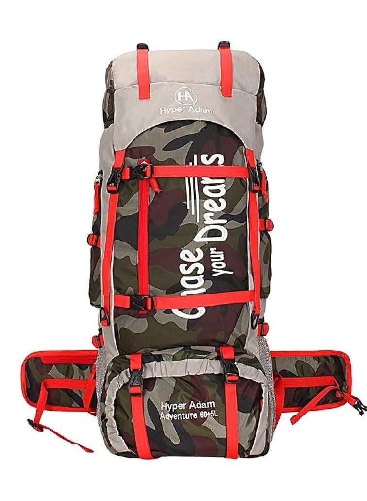 Hyper Adam TRAVEL BACKPACK FOR OUTDOOR SPORT HIKING TREKKING BAG CAMPING RUCKSACK - 65 L (CAMO) - Image 1
